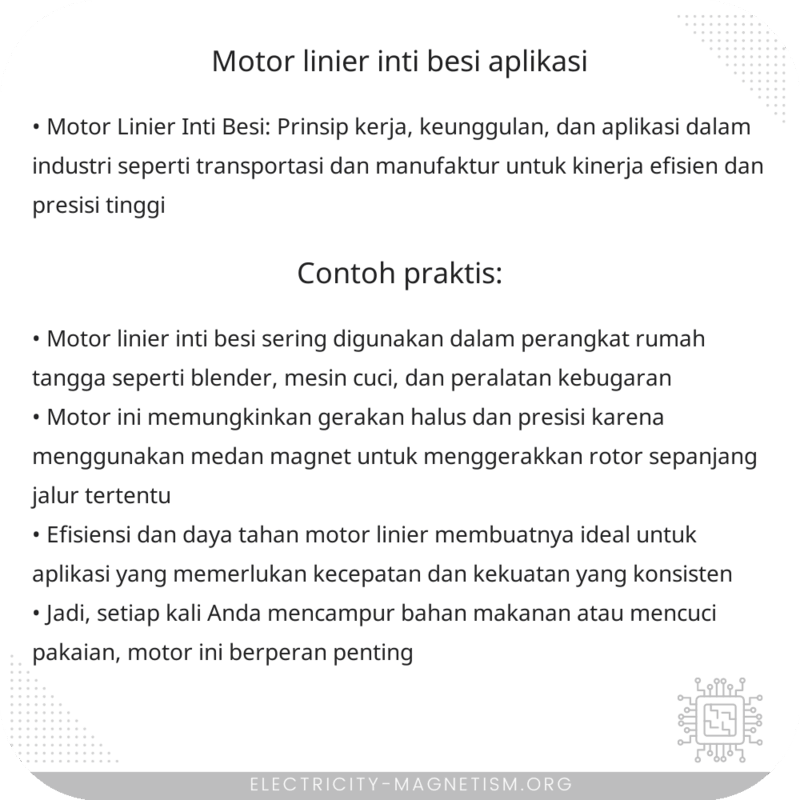 Motor Linier Inti Besi | Aplikasi