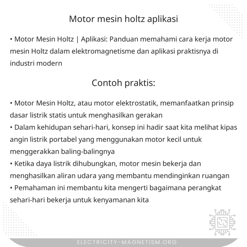 Motor Mesin Holtz | Aplikasi