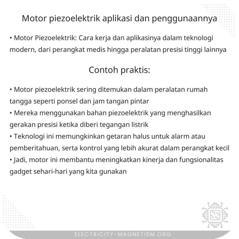 Motor Piezoelektrik | Aplikasi dan Penggunaannya