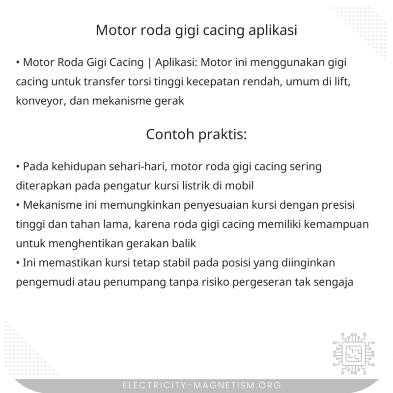 Motor Roda Gigi Cacing | Aplikasi
