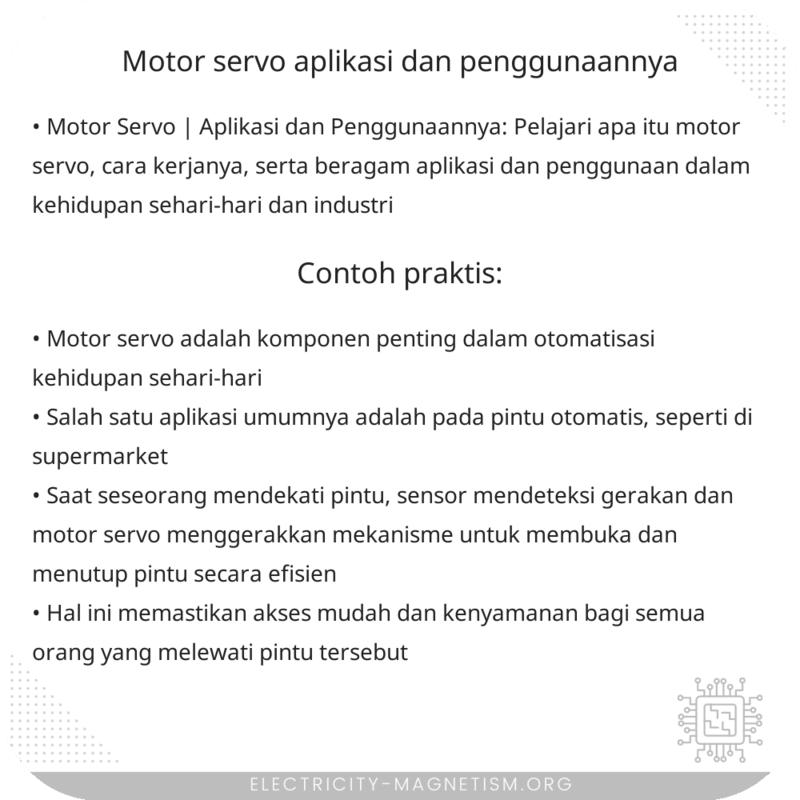 Motor Servo | Aplikasi dan Penggunaannya
