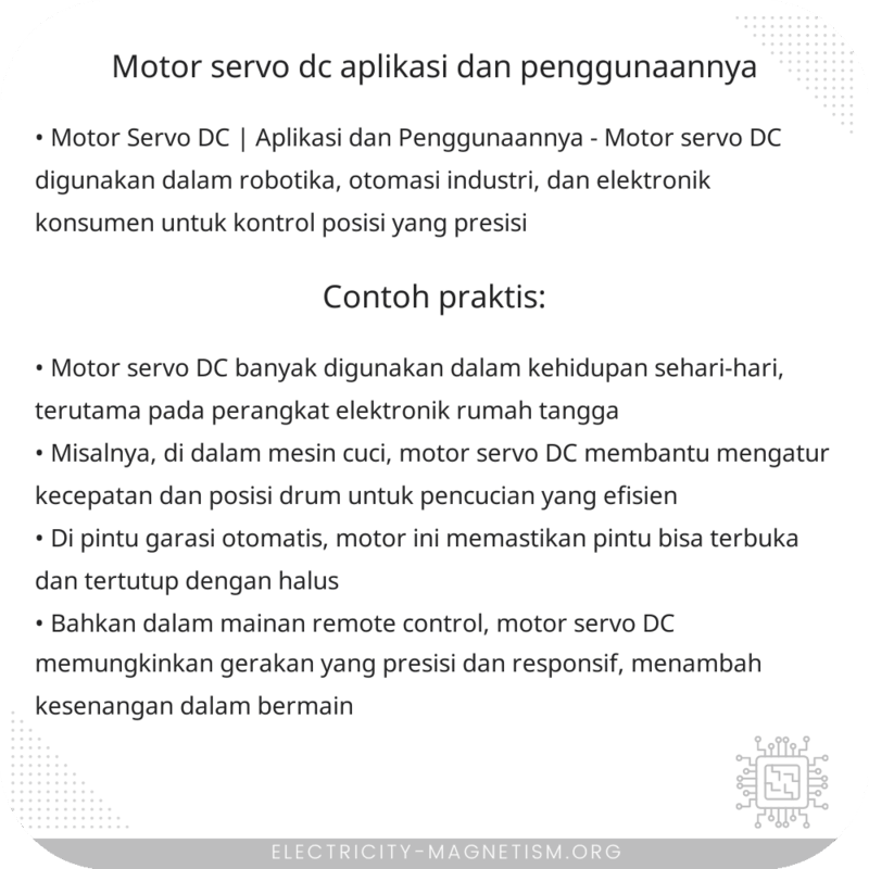 Motor Servo DC | Aplikasi dan Penggunaannya