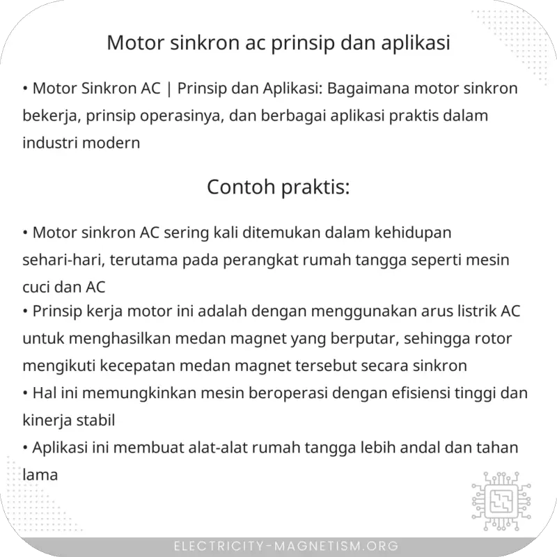 Motor Sinkron AC | Prinsip dan Aplikasi