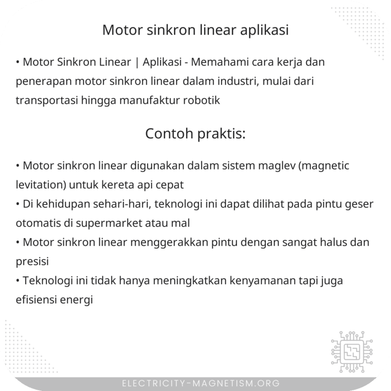 Motor Sinkron Linear | Aplikasi
