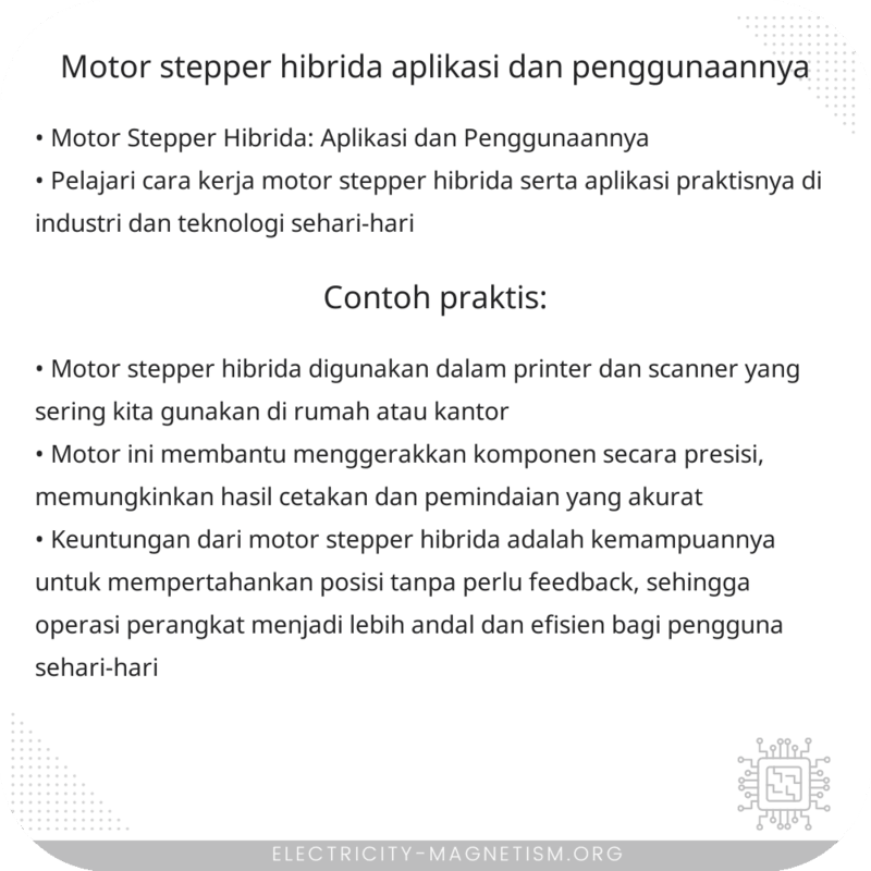 Motor Stepper Hibrida | Aplikasi dan Penggunaannya