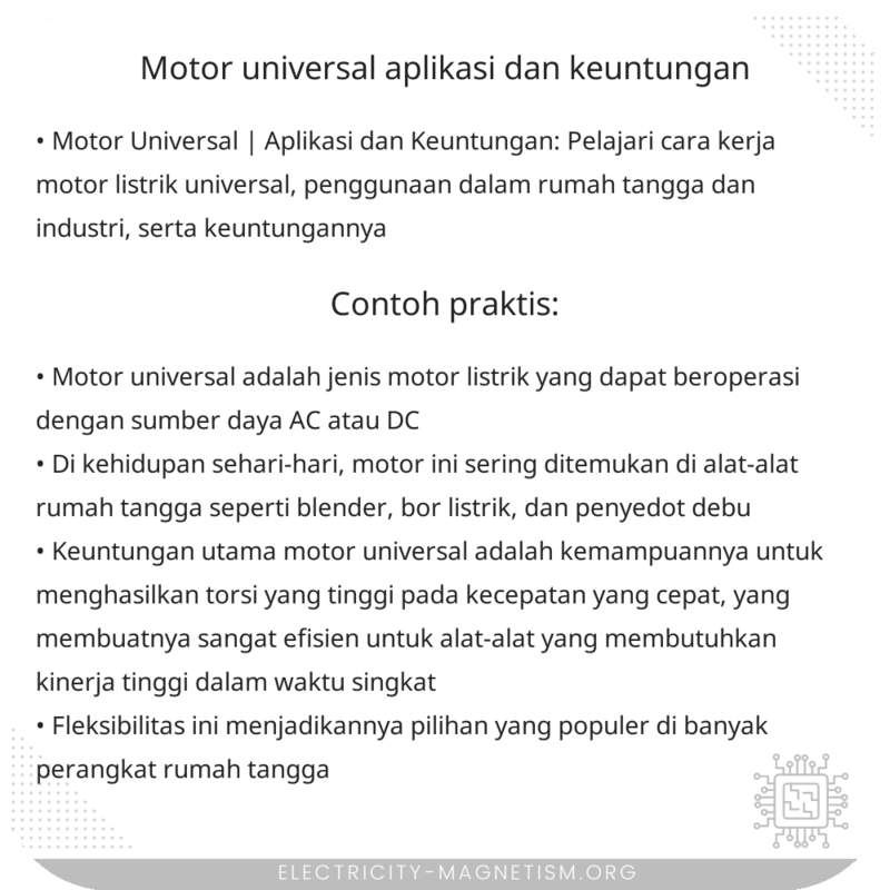 Motor Universal | Aplikasi dan Keuntungan