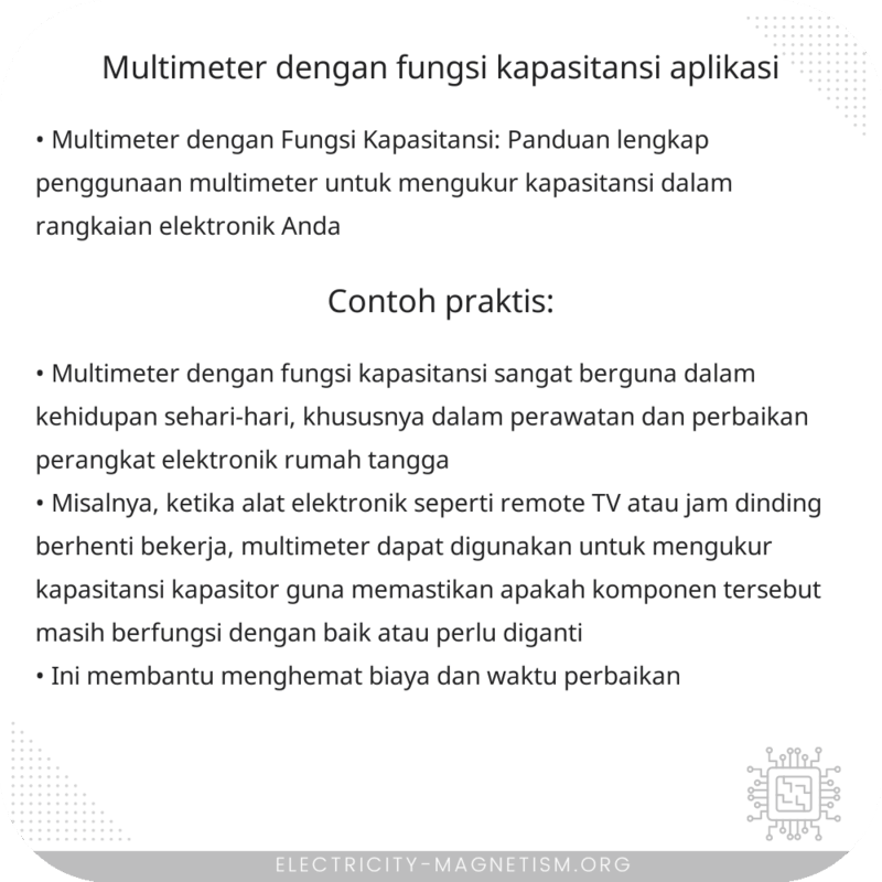 Multimeter dengan Fungsi Kapasitansi | Aplikasi