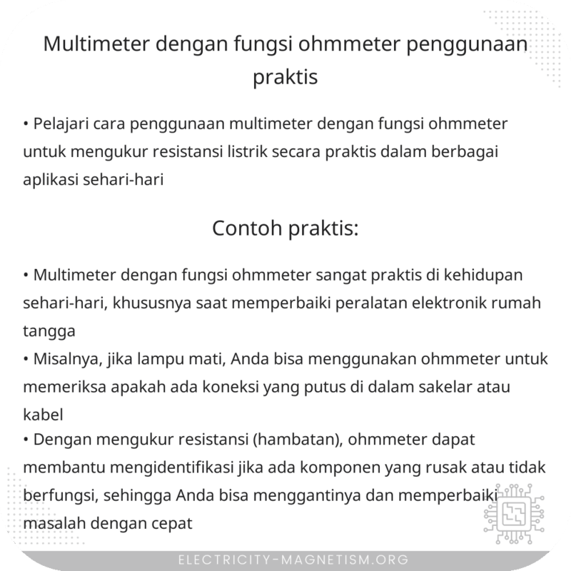 Multimeter (dengan Fungsi Ohmmeter) | Penggunaan Praktis