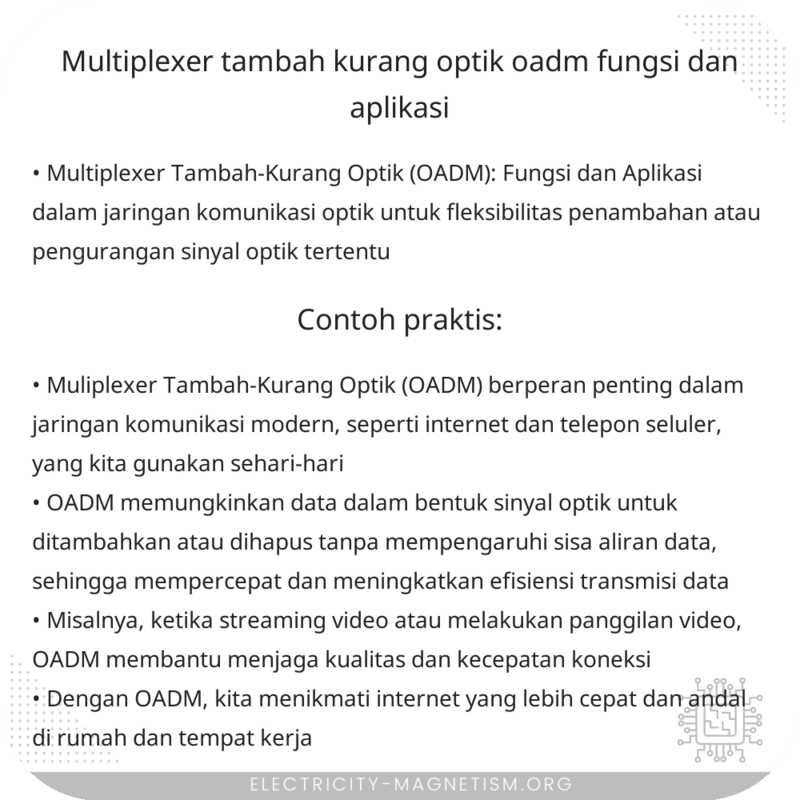 Multiplexer Tambah-Kurang Optik (OADM) | Fungsi dan Aplikasi