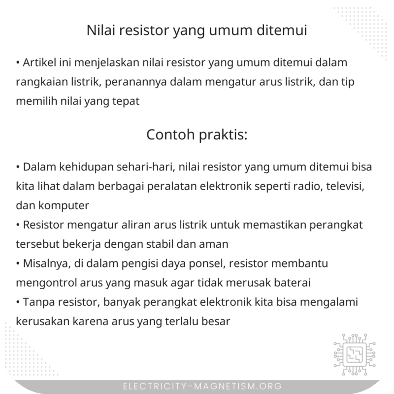 Nilai Resistor yang Umum Ditemui