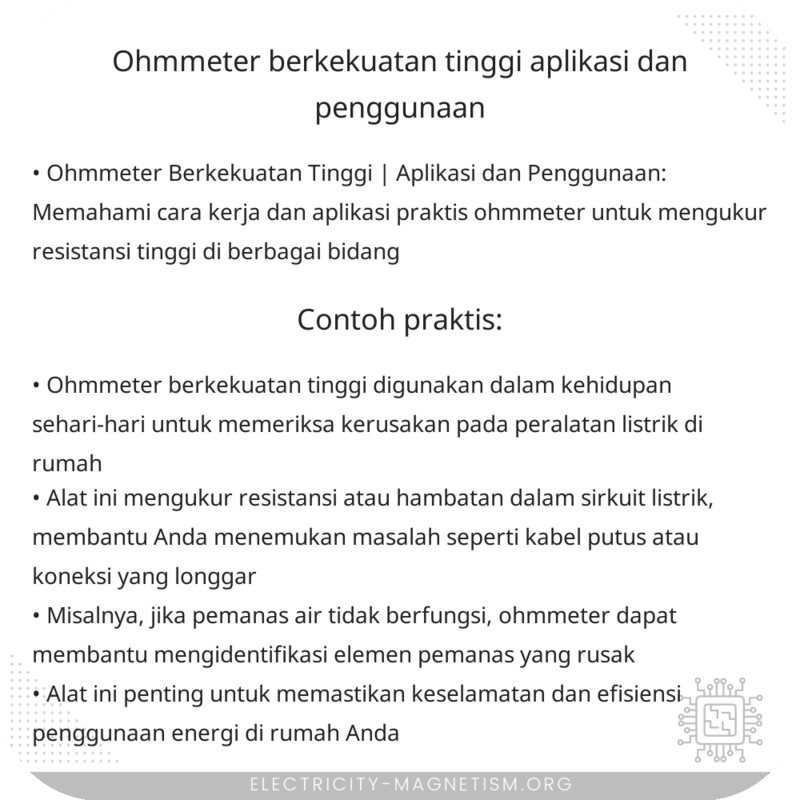 Ohmmeter Berkekuatan Tinggi | Aplikasi dan Penggunaan