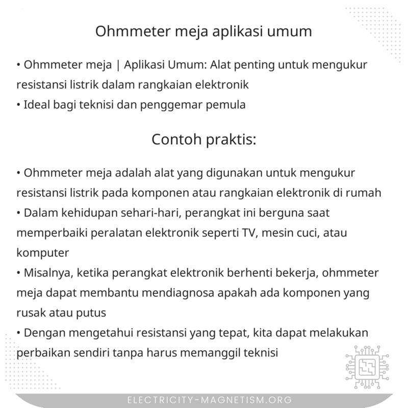 Ohmmeter Meja | Aplikasi Umum