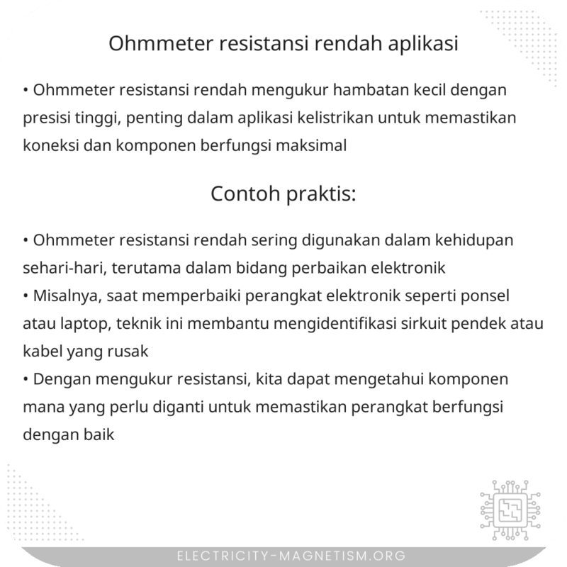 Ohmmeter Resistansi Rendah | Aplikasi