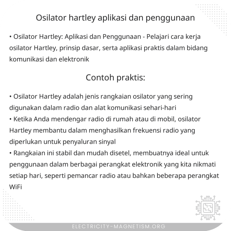 Osilator Hartley | Aplikasi dan Penggunaan
