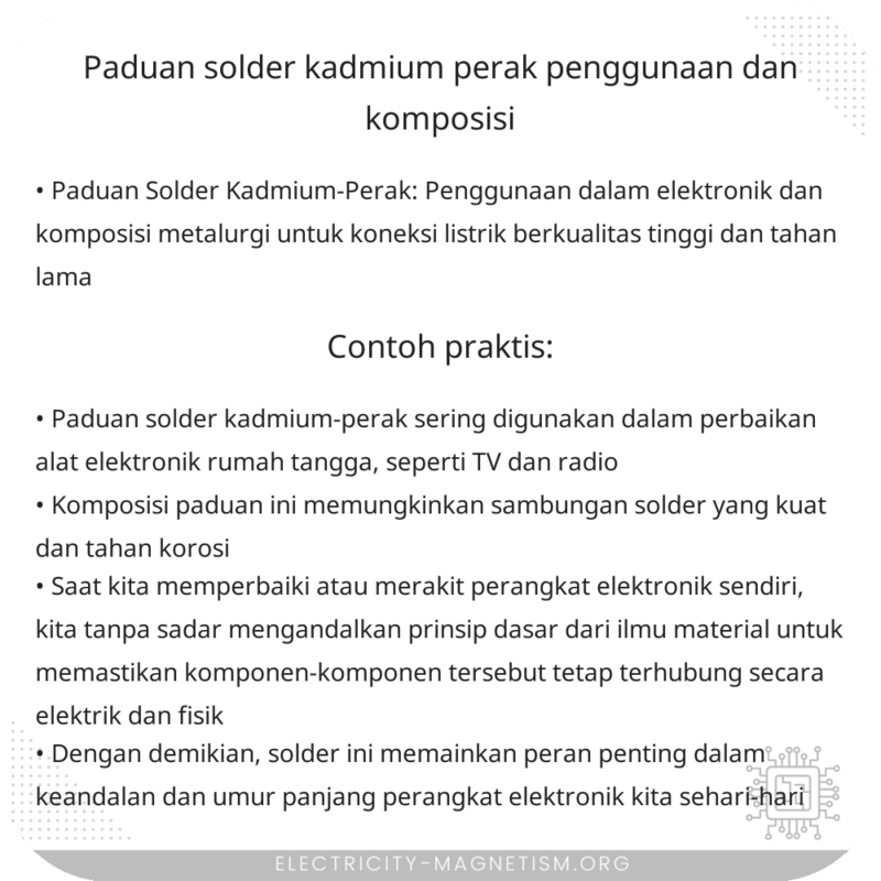 Paduan Solder Kadmium-Perak | Penggunaan dan Komposisi