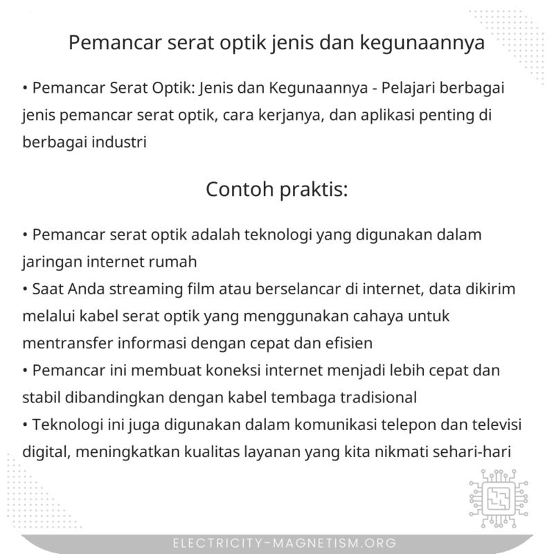 Pemancar Serat Optik | Jenis dan Kegunaannya