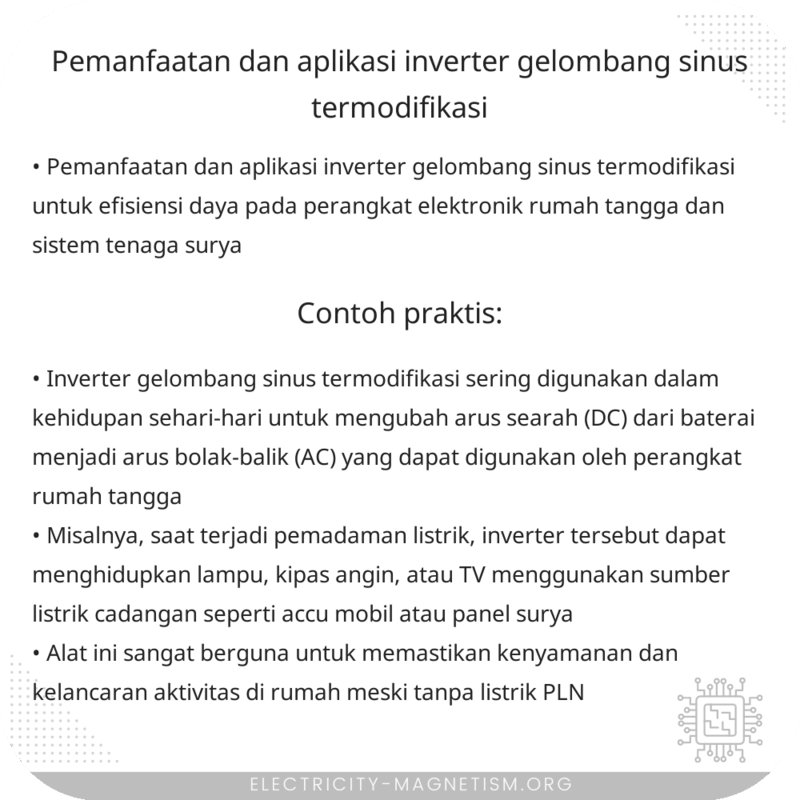 Pemanfaatan dan Aplikasi Inverter Gelombang Sinus Termodifikasi