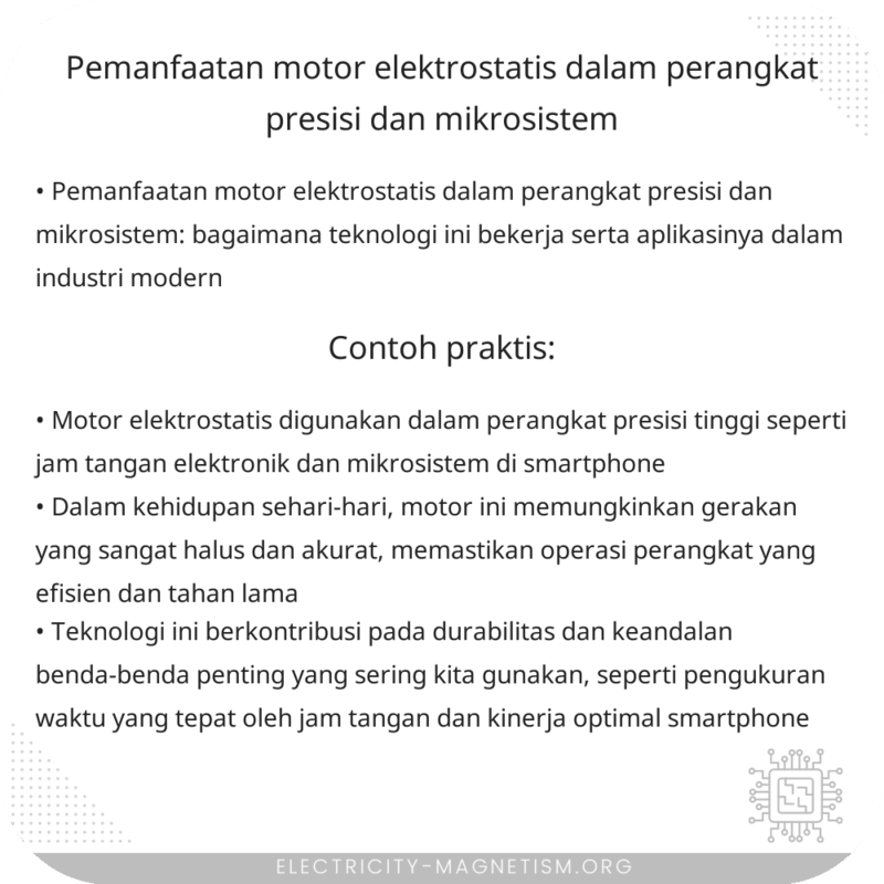 Pemanfaatan Motor Elektrostatis dalam Perangkat Presisi dan Mikrosistem