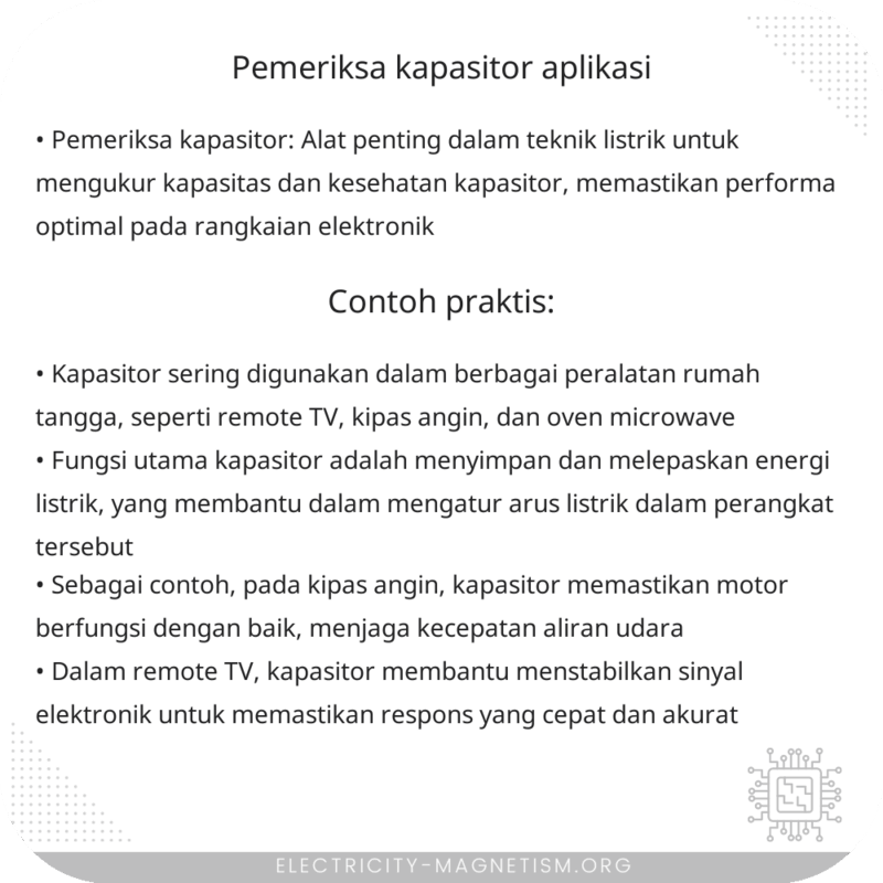 Pemeriksa Kapasitor | Aplikasi