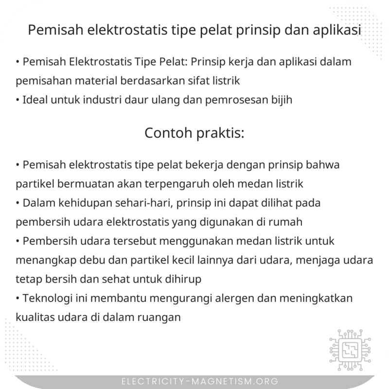 Pemisah Elektrostatis Tipe Pelat | Prinsip dan Aplikasi