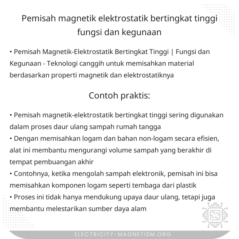 Pemisah Magnetik-Elektrostatik Bertingkat Tinggi | Fungsi dan Kegunaan