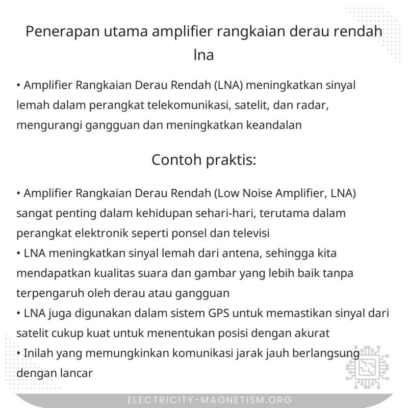 Penerapan Utama Amplifier Rangkaian Derau Rendah (LNA)