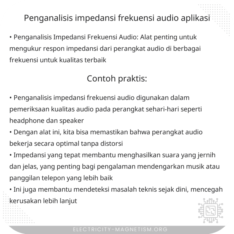 Penganalisis Impedansi Frekuensi Audio | Aplikasi