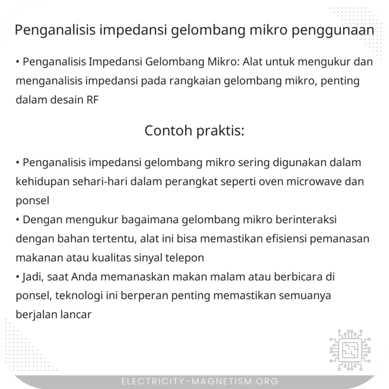 Penganalisis Impedansi Gelombang Mikro | Penggunaan