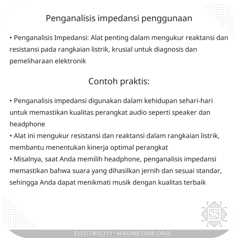 Penganalisis Impedansi | Penggunaan