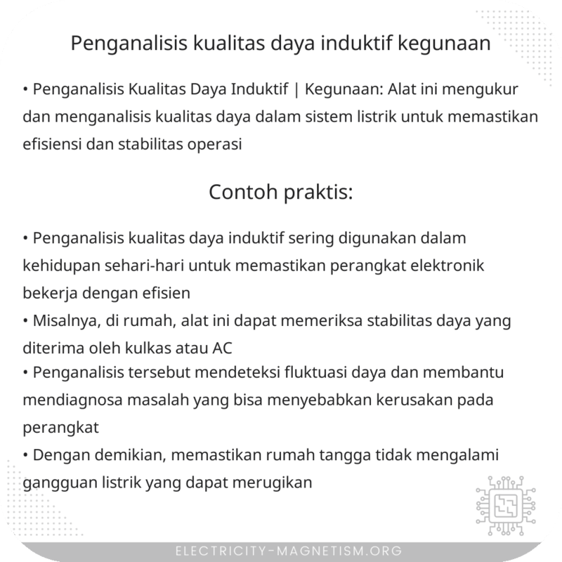 Penganalisis Kualitas Daya Induktif | Kegunaan