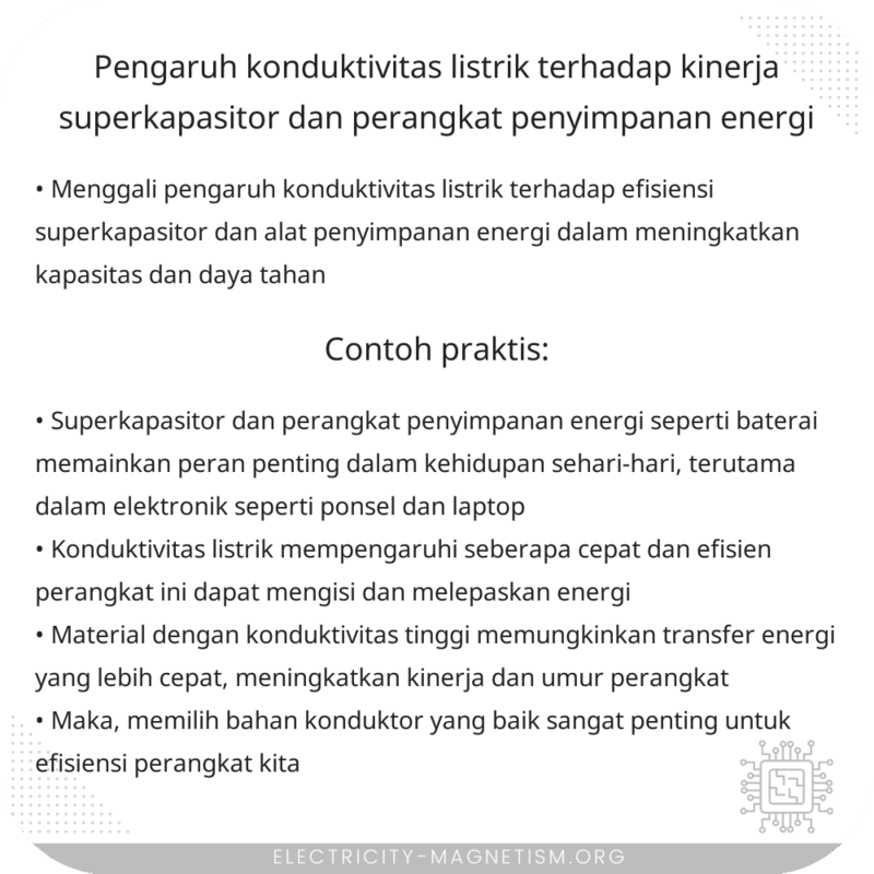 Pengaruh Konduktivitas Listrik terhadap Kinerja Superkapasitor dan Perangkat Penyimpanan Energi