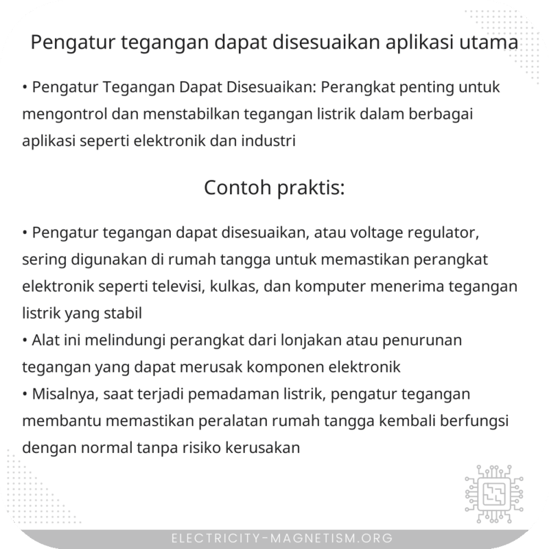 Pengatur Tegangan Dapat Disesuaikan | Aplikasi Utama