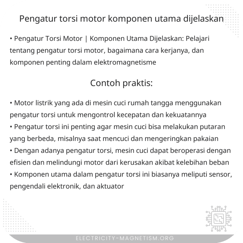 Pengatur Torsi Motor | Komponen Utama Dijelaskan