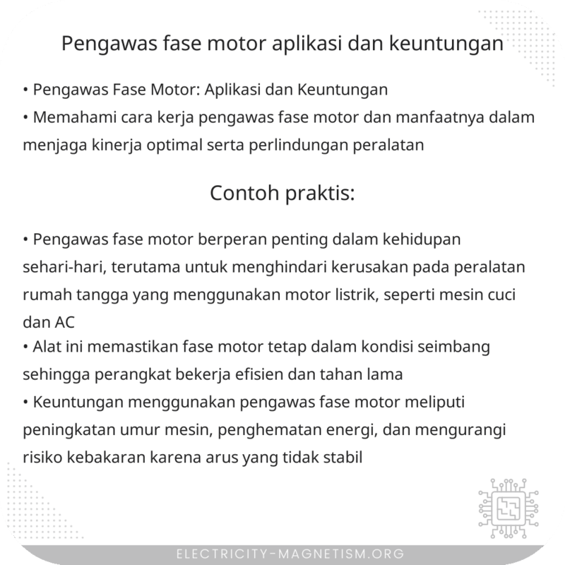 Pengawas Fase Motor | Aplikasi dan Keuntungan