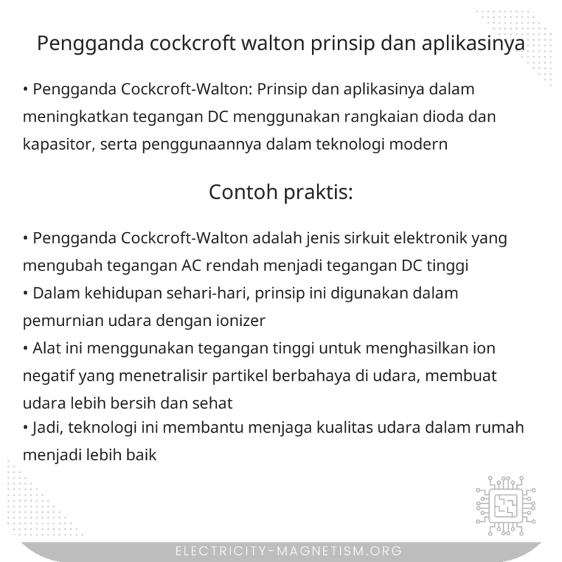 Pengganda Cockcroft-Walton: Prinsip dan Aplikasinya