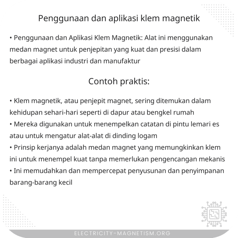Penggunaan dan Aplikasi Klem Magnetik