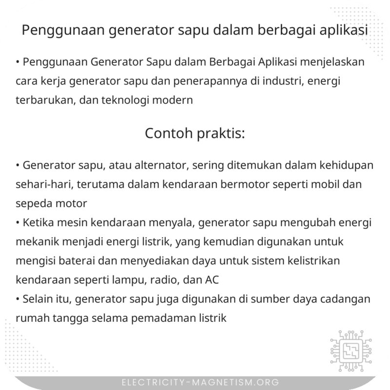 Penggunaan Generator Sapu dalam Berbagai Aplikasi
