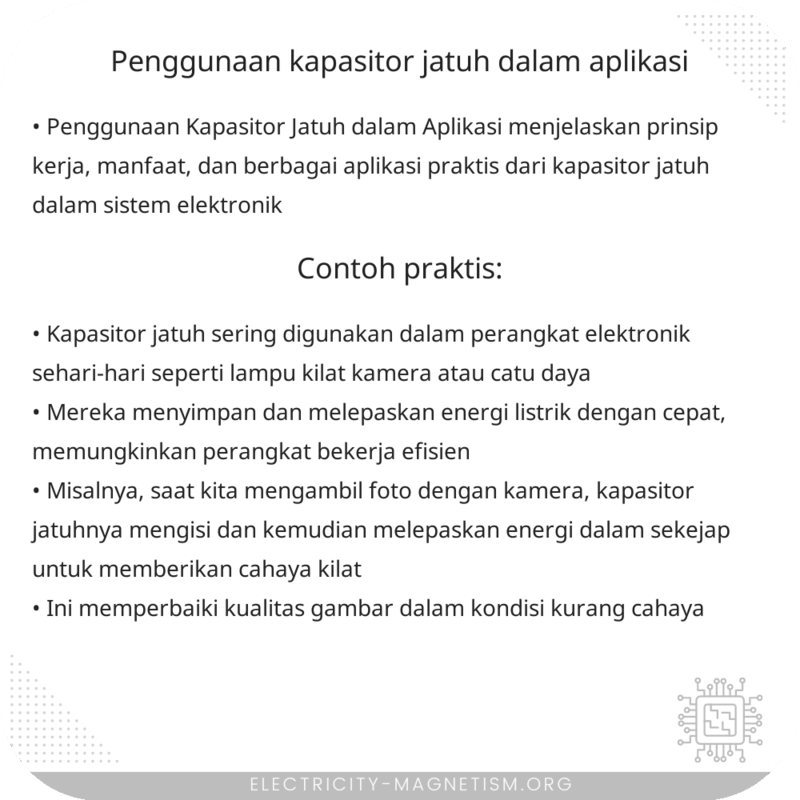 Penggunaan Kapasitor Jatuh dalam Aplikasi