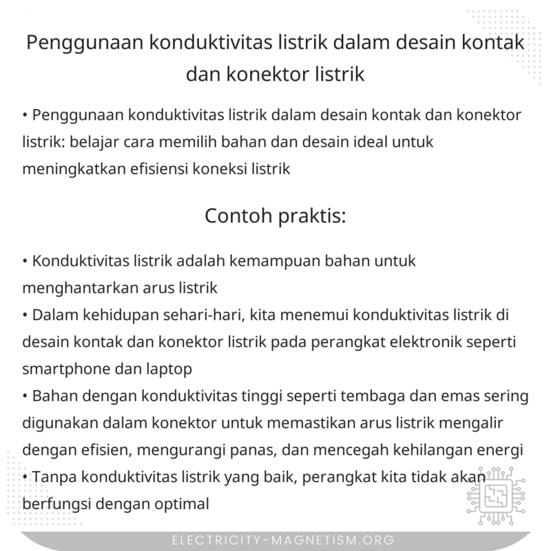 Penggunaan Konduktivitas Listrik dalam Desain Kontak dan Konektor Listrik