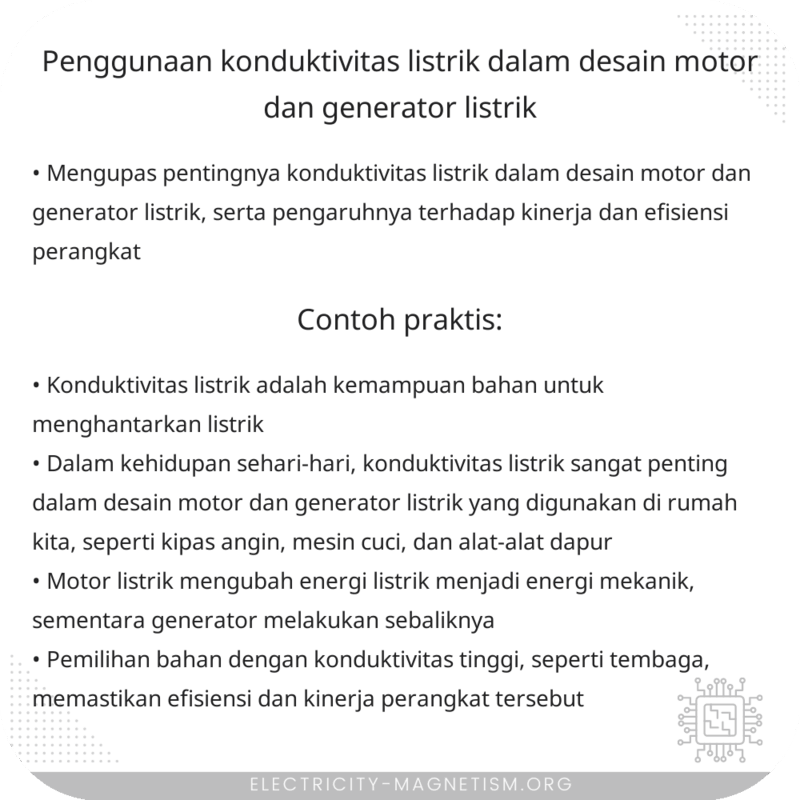 Penggunaan Konduktivitas Listrik dalam Desain Motor dan Generator Listrik