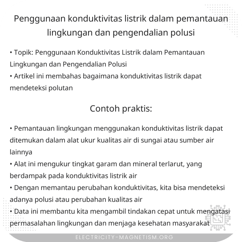 Penggunaan Konduktivitas Listrik dalam Pemantauan Lingkungan dan Pengendalian Polusi