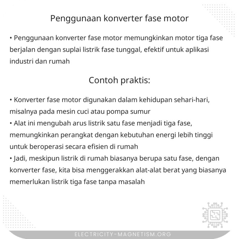 Penggunaan Konverter Fase Motor