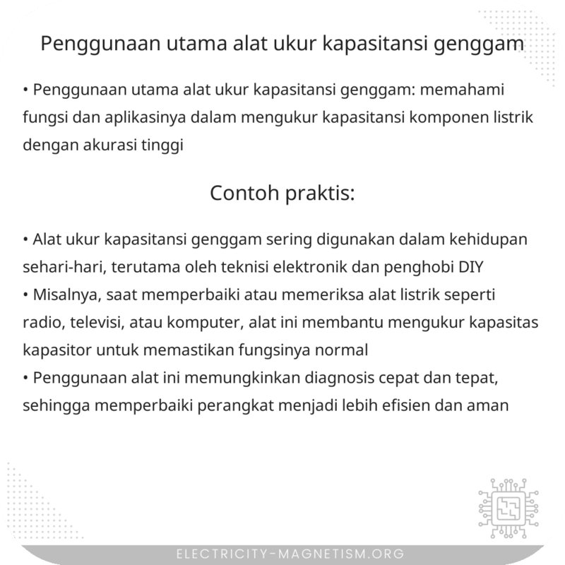Penggunaan Utama Alat Ukur Kapasitansi Genggam