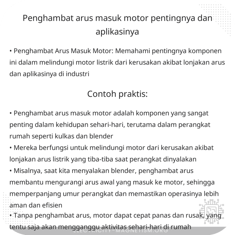 Penghambat Arus Masuk Motor | Pentingnya dan Aplikasinya