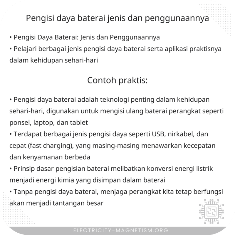 Pengisi Daya Baterai | Jenis dan Penggunaannya