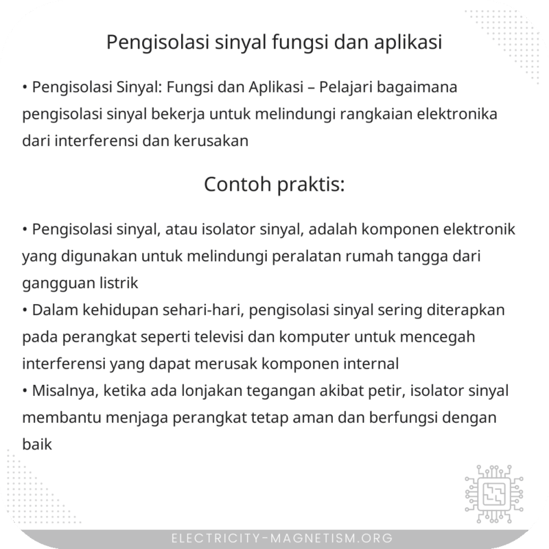 Pengisolasi Sinyal | Fungsi dan Aplikasi