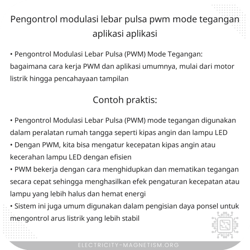 Pengontrol Modulasi Lebar Pulsa (PWM) Mode Tegangan | Aplikasi-Aplikasi