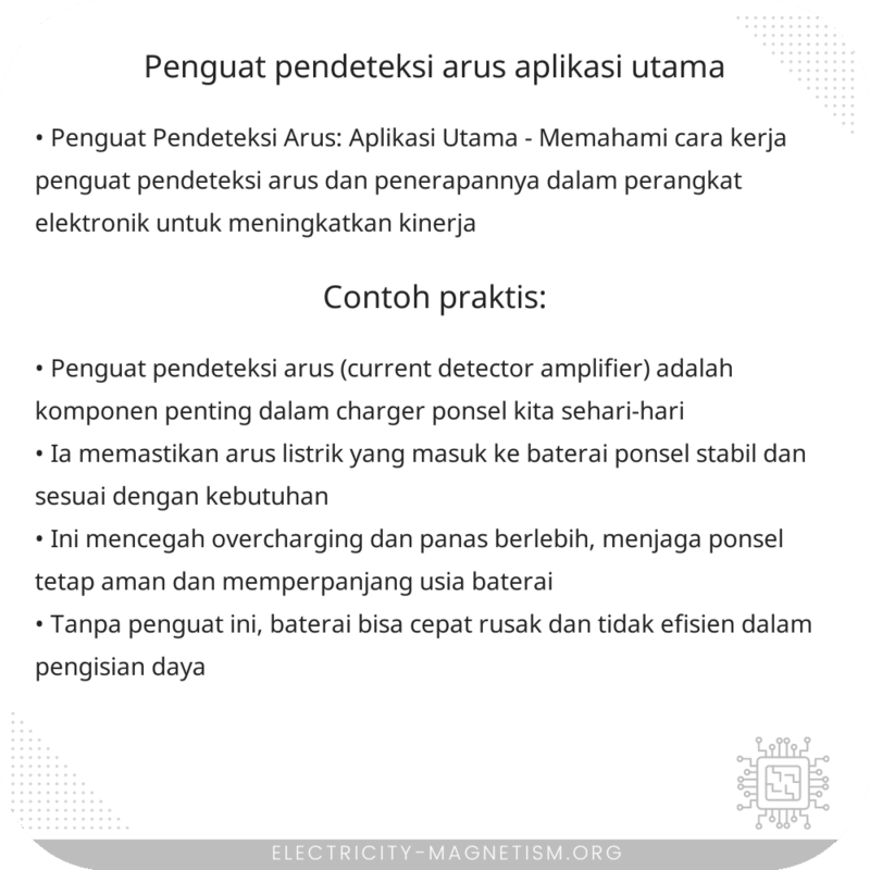 Penguat Pendeteksi Arus | Aplikasi Utama