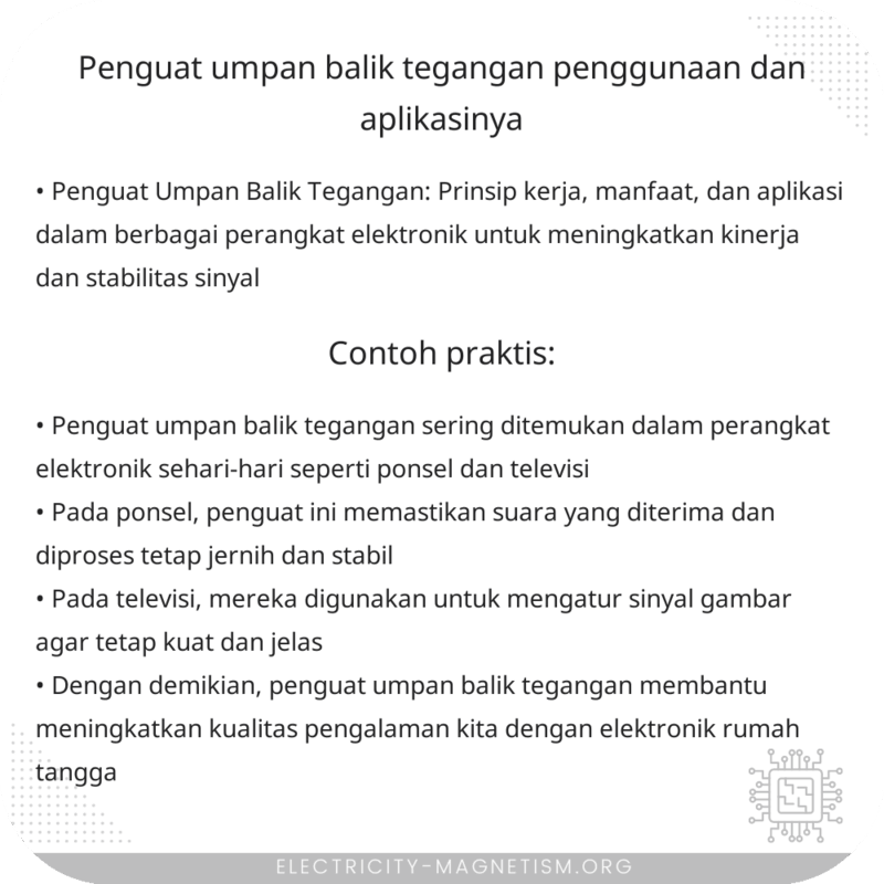 Penguat Umpan Balik Tegangan | Penggunaan dan Aplikasinya