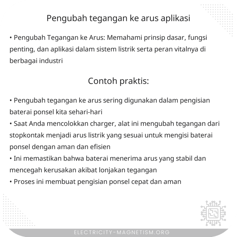 Pengubah Tegangan ke Arus | Aplikasi